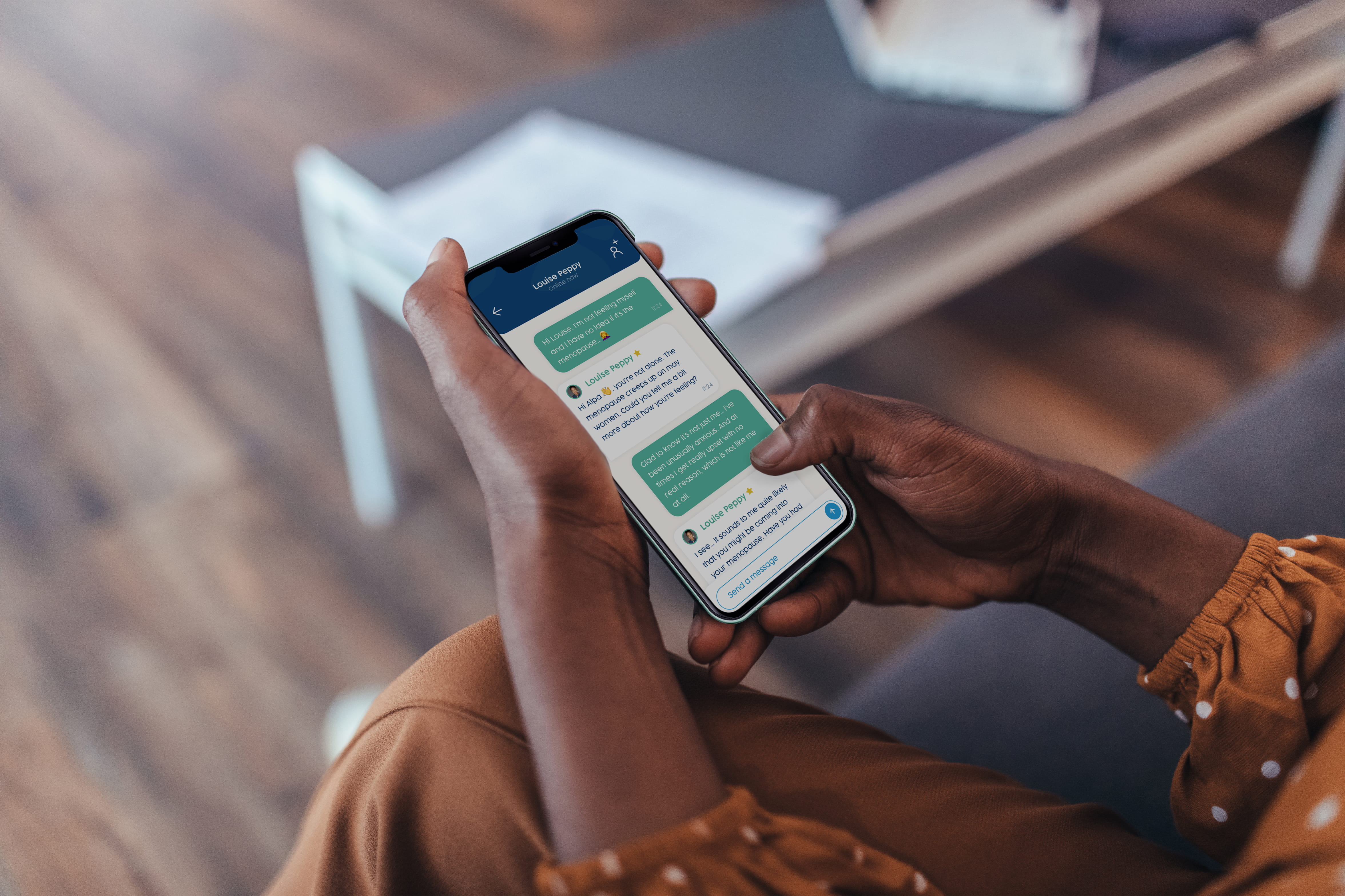 Woman using phone app