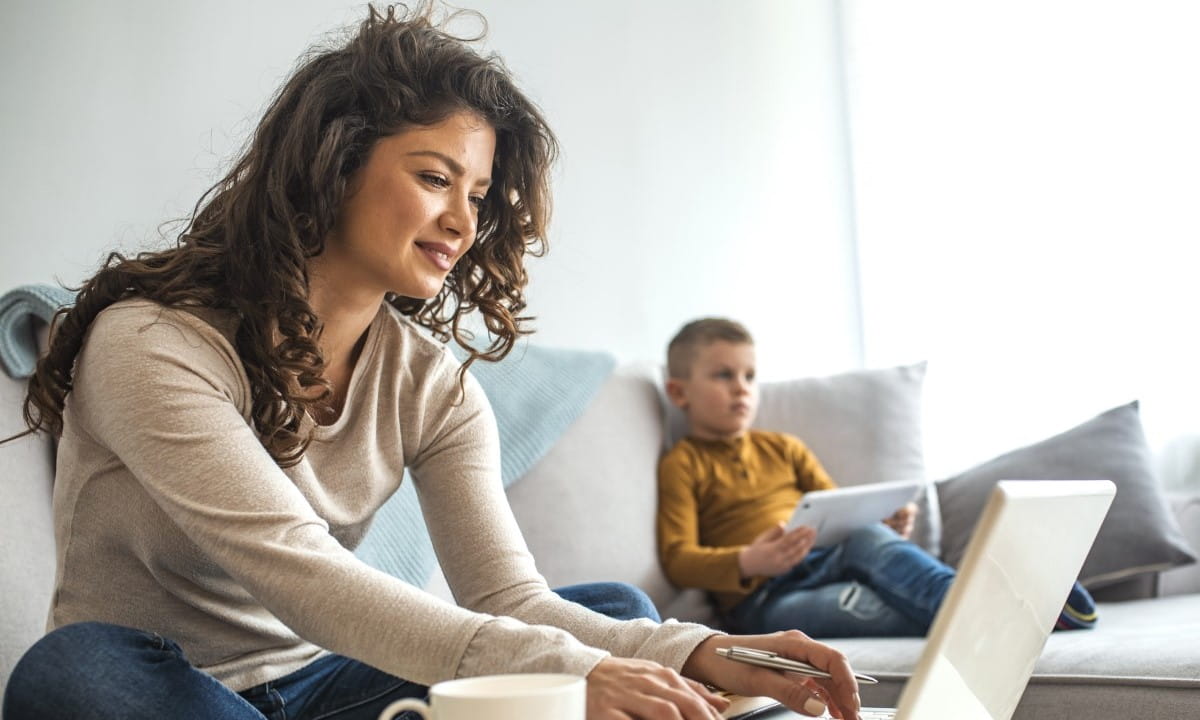 Woman working from home