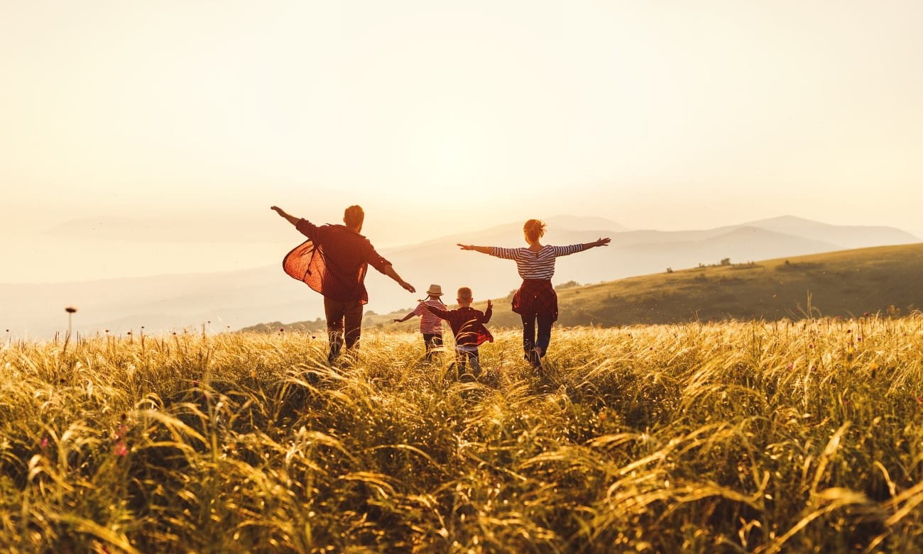 Family in field