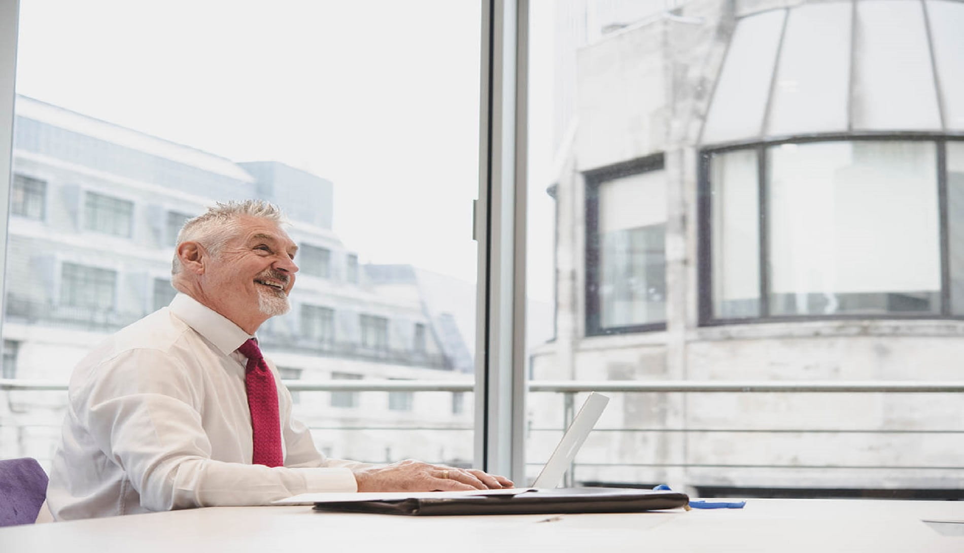 man sat at table