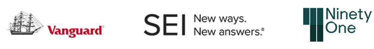 Vanguard, SEI and NinetyOne logos