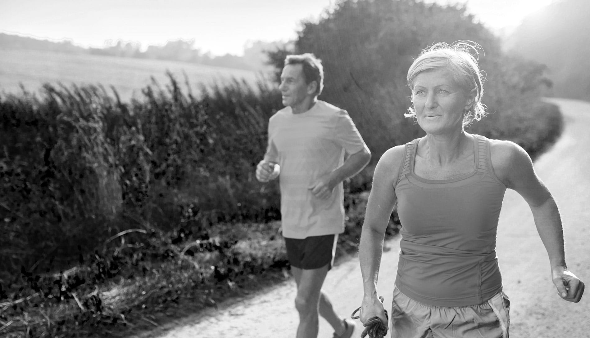 Couple exercising outside