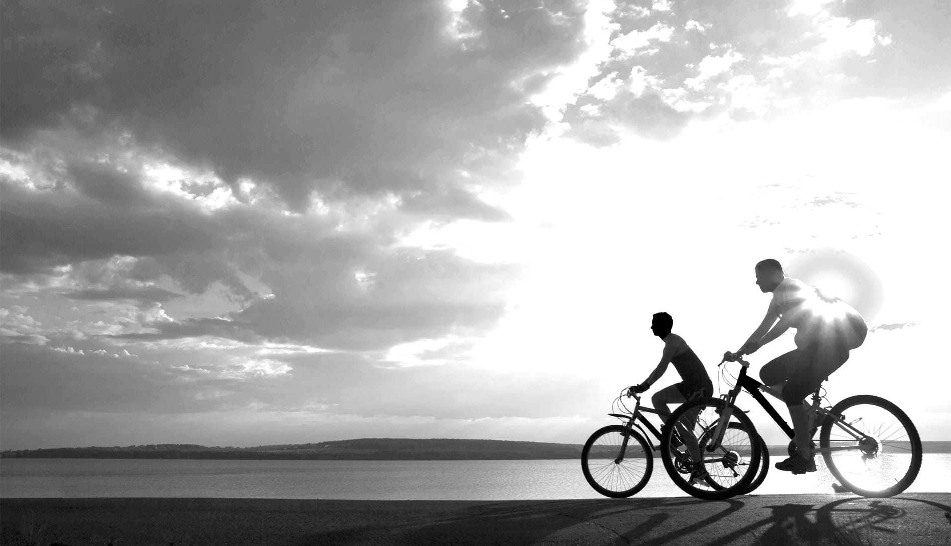 Cyclists along the waterfront