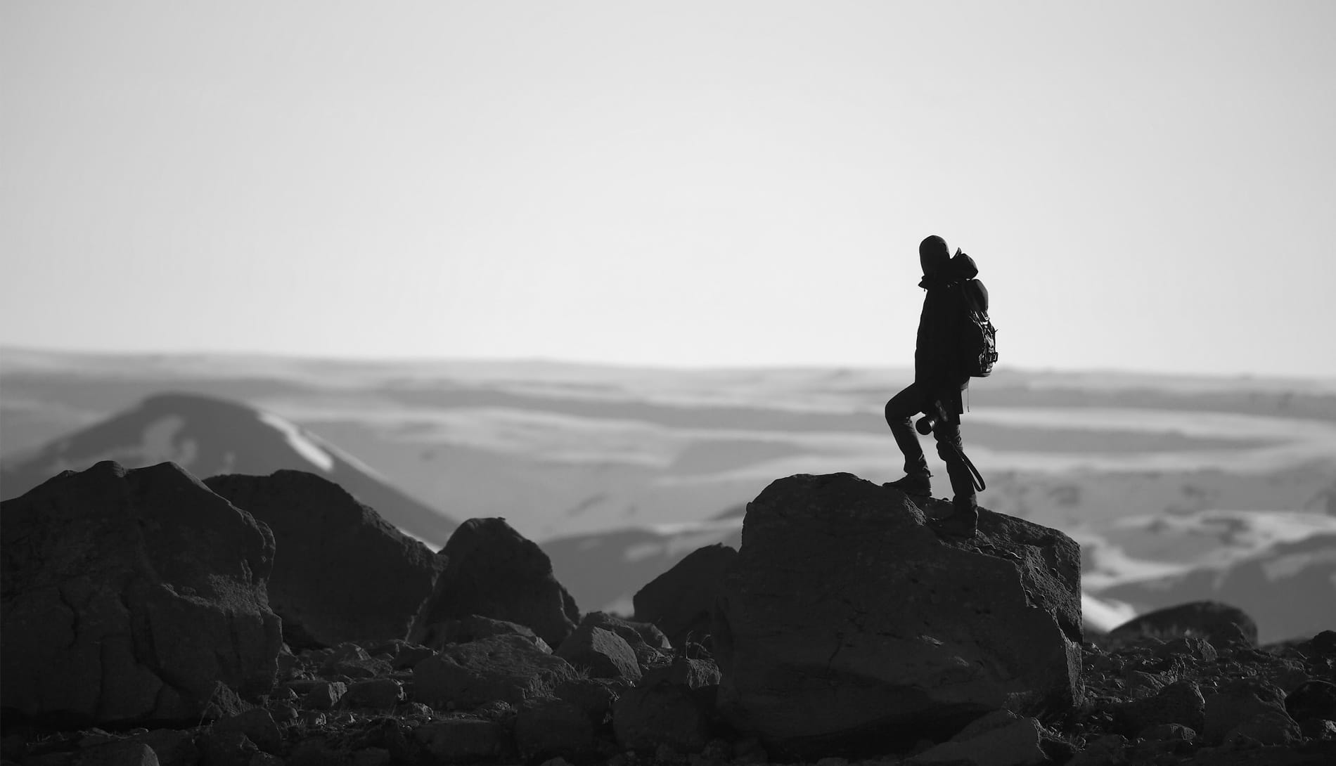 Tramper looking out over landscape