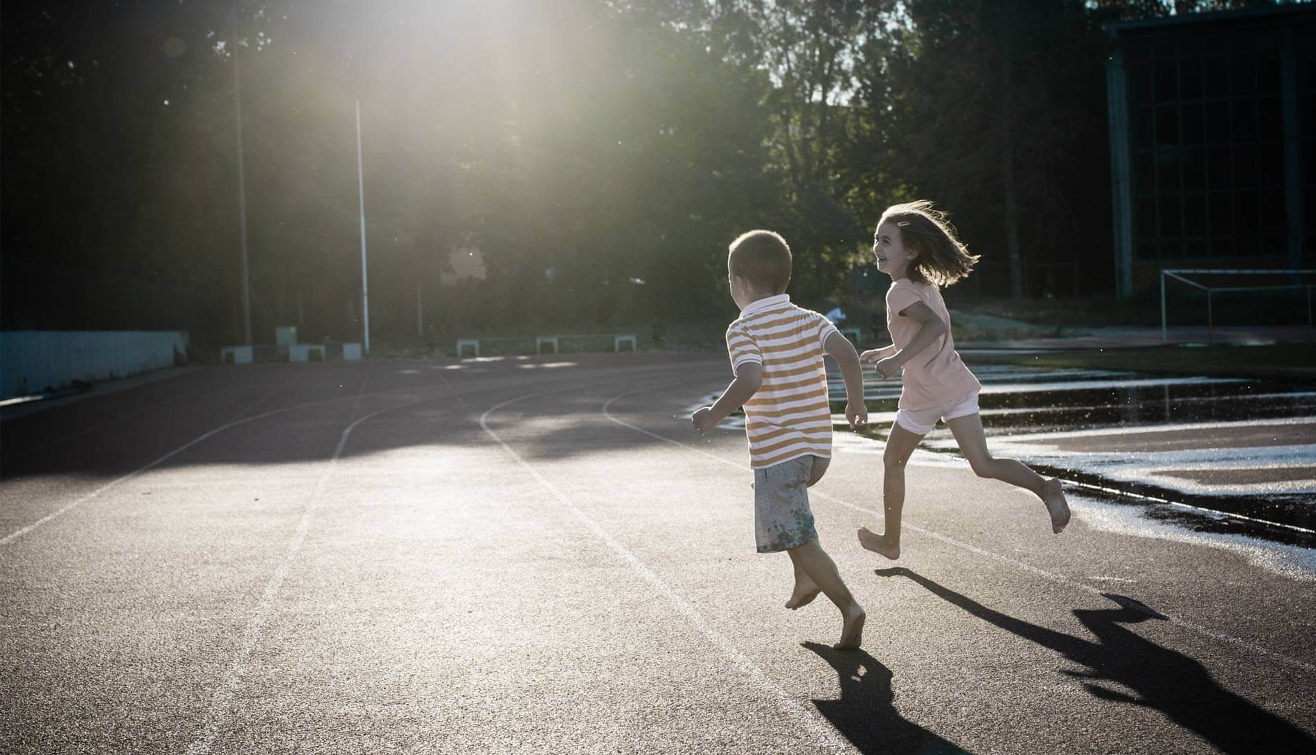 Children running outside