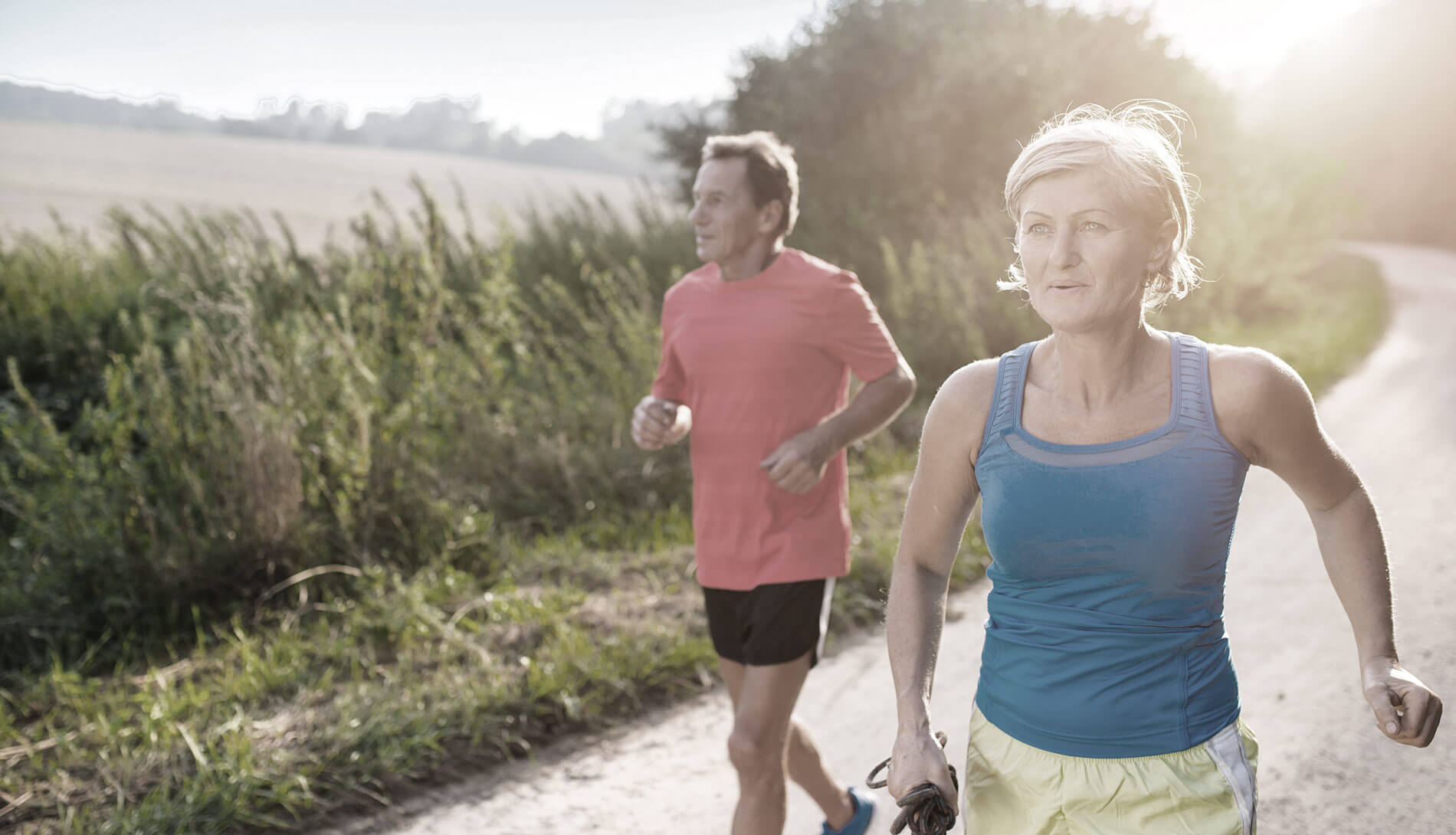 Couple exercising outside