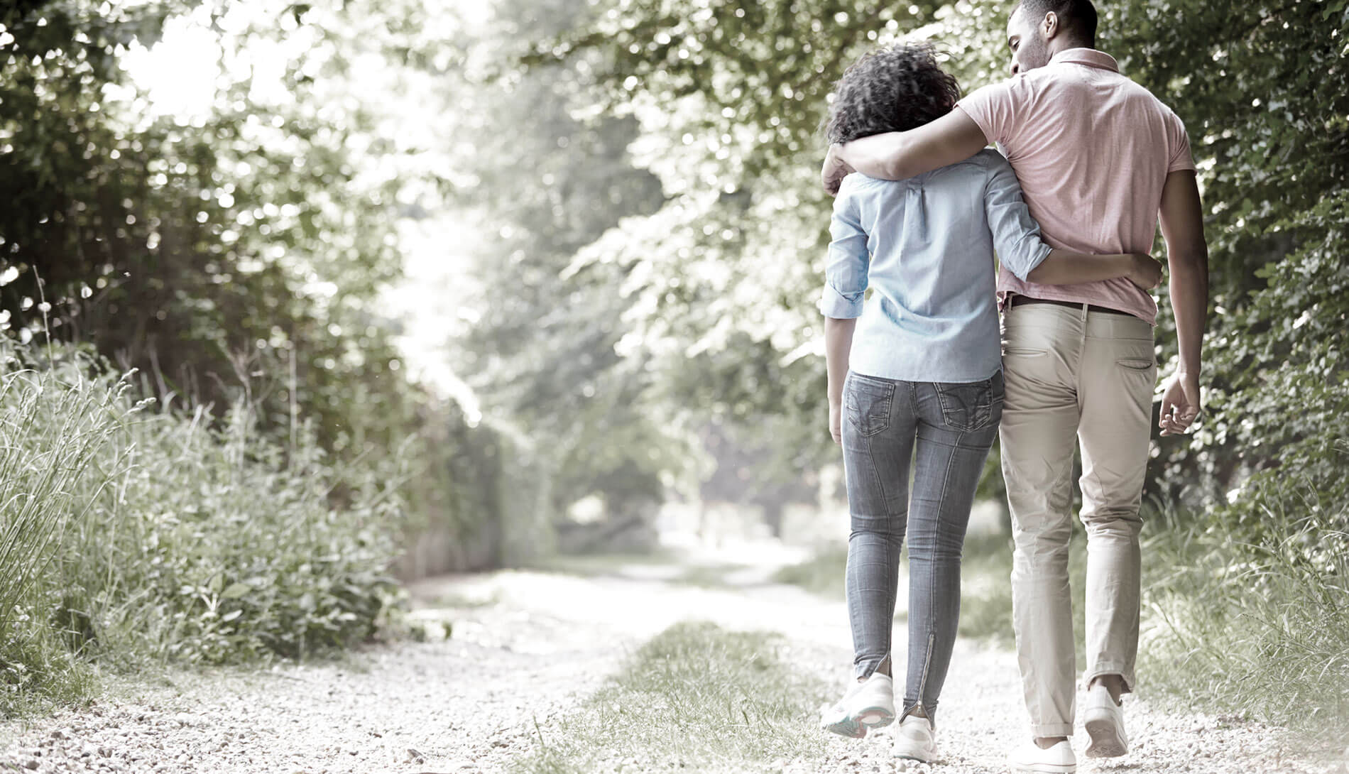 Couple walking together outdoors