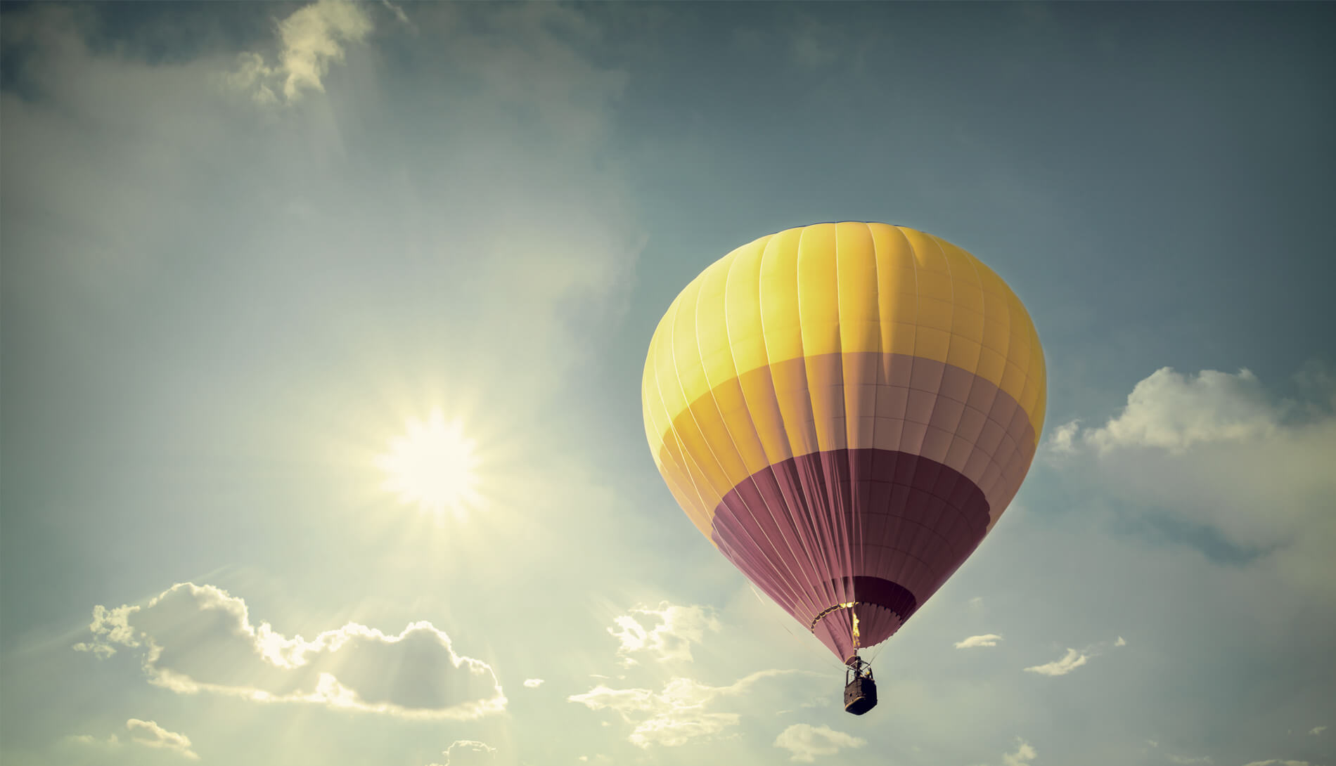 Hot air balloon in the air