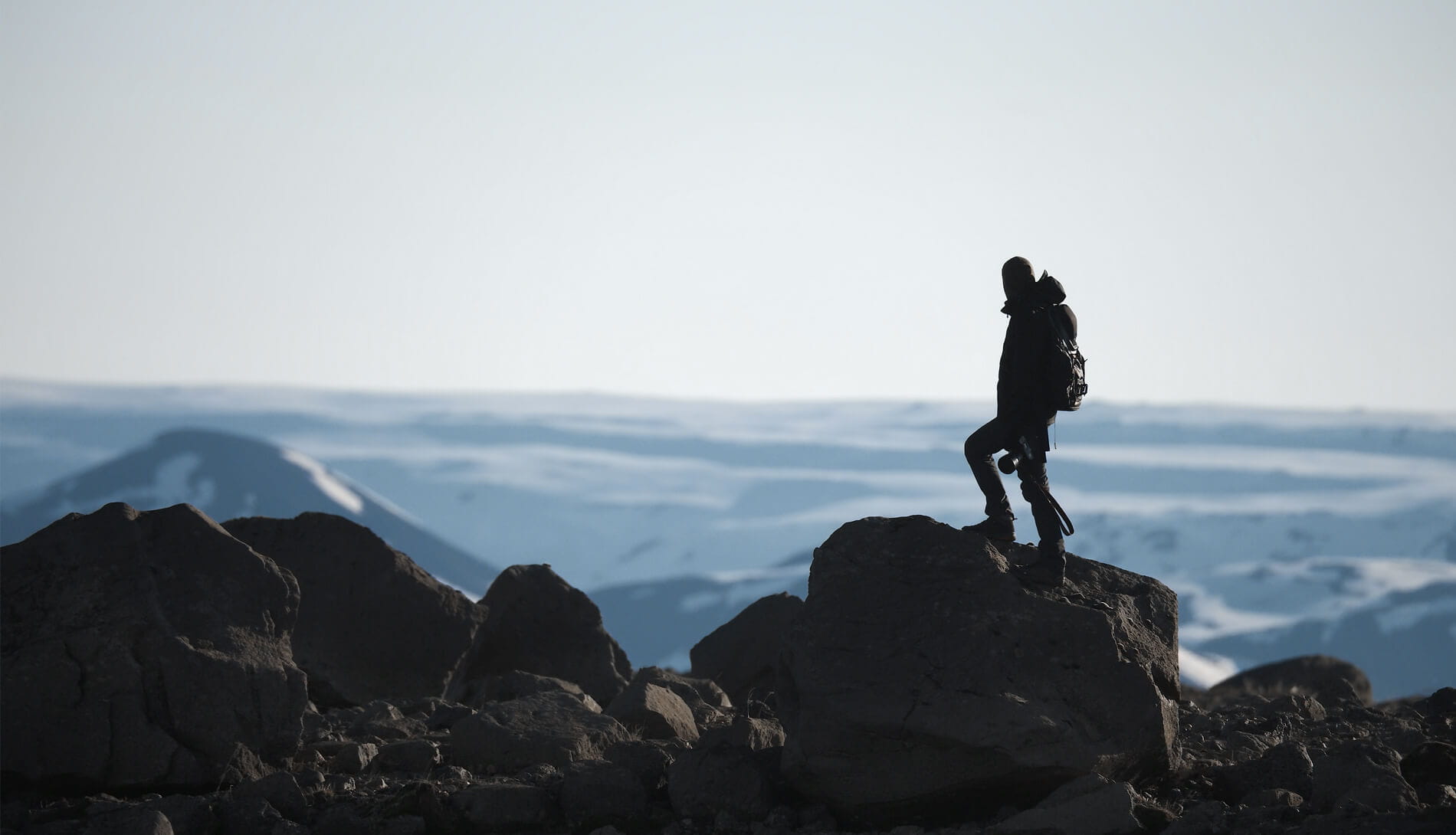 Tramper looking out over land